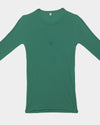 BASERANGE Spring/Summer 2025 Collection: French Organic Cotton Long-Sleeve T-Shirt with Cut-Out Heart Design (BAS-TTHLS-CR-AU25-MIRA GREEN) (TOHLS TTHLS)